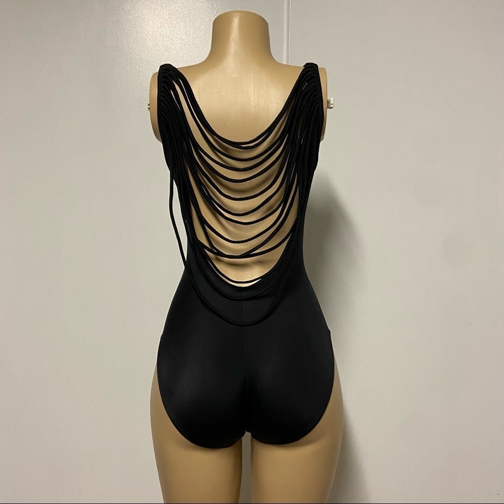 Rare! Vintage Bill Blass Boho draped Back One Piece Black Bathing Suit Size 6